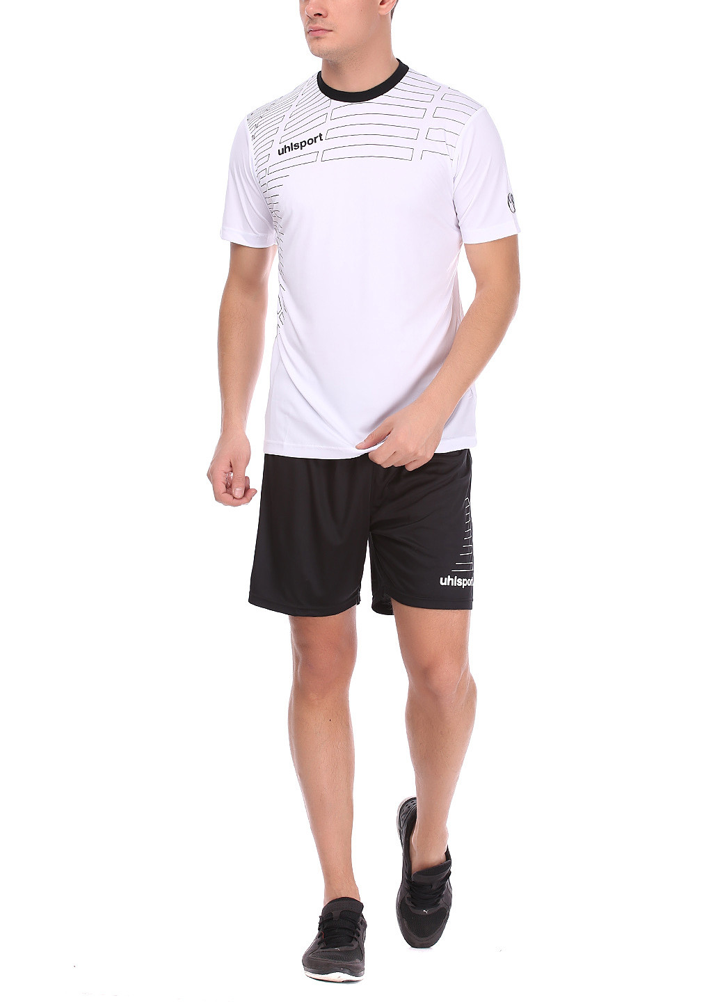 Білий демісезонний костюм (футболка, шорты) з коротким рукавом Uhlsport