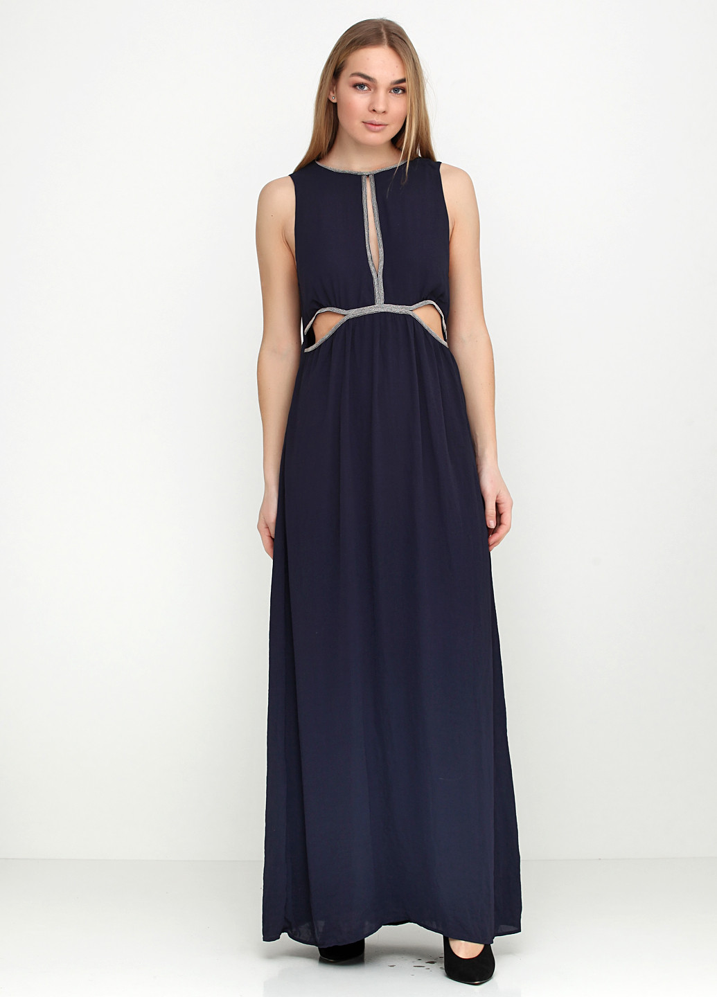 Темно-синя вечірня платье H&M однотонна