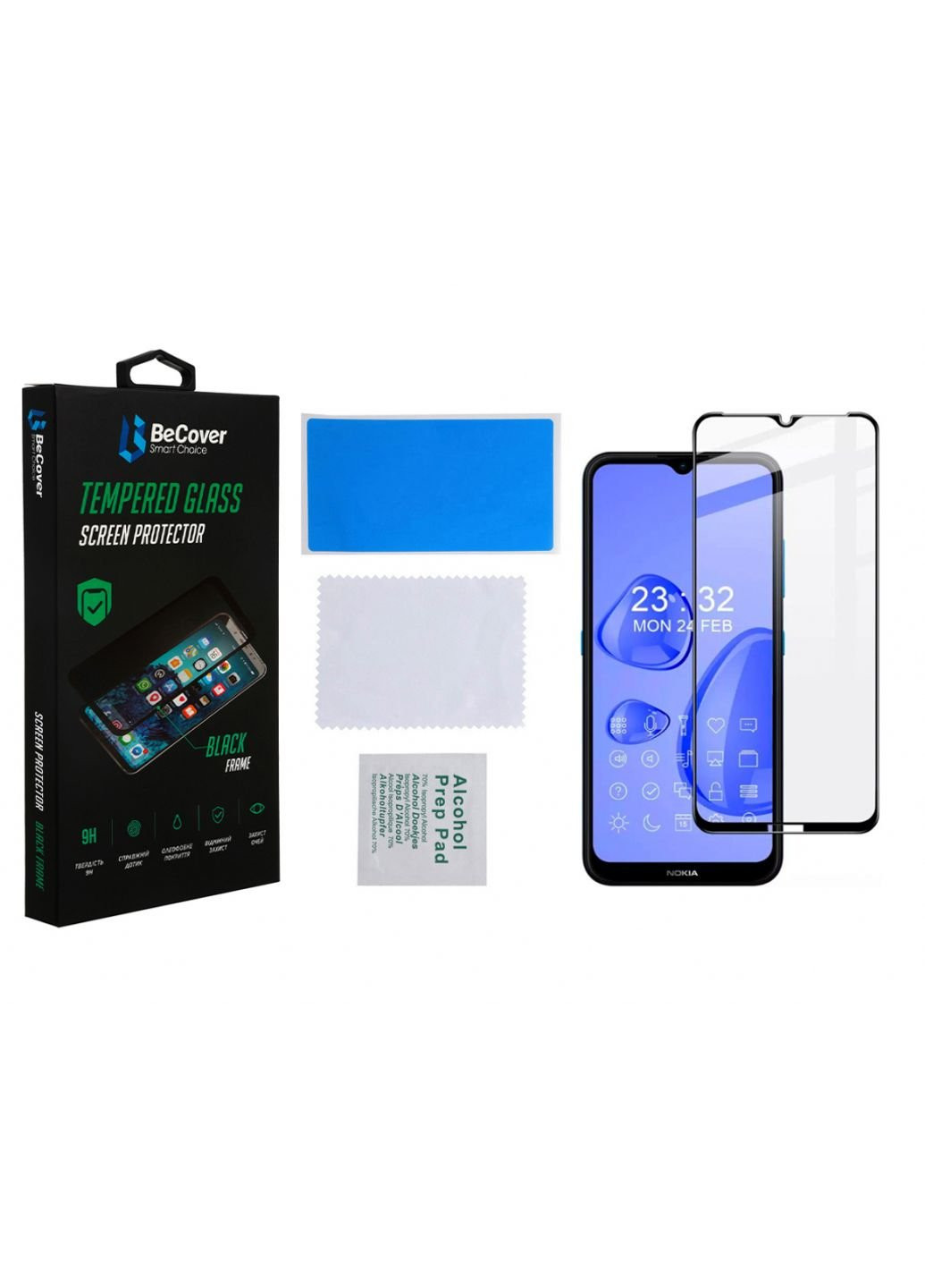 Стекло защитное Nokia 1.4 Black (706902) BeCover (252369064)
