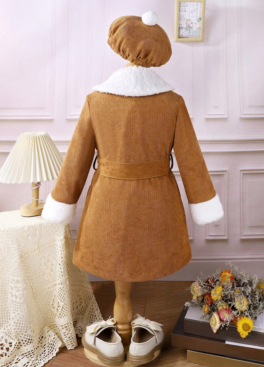 Охряное зимнее Пальто однобортное SHEIN