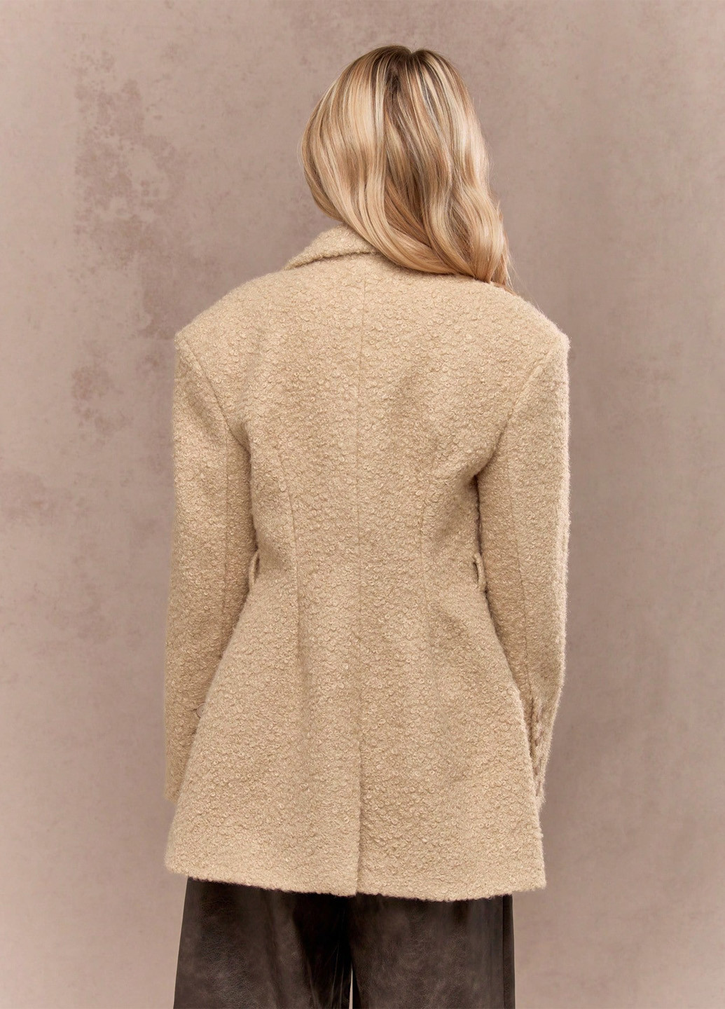 Кремове Кежуал напівпальто однобортне SHEIN однотонне