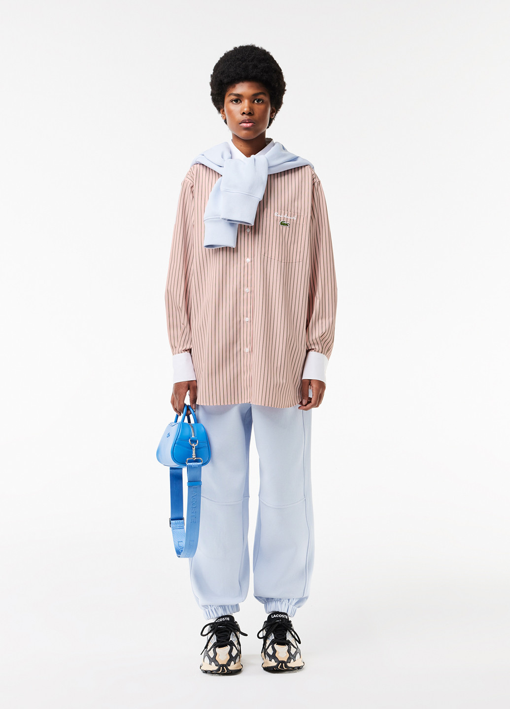 Светло-розовая кэжуал рубашка в полоску Lacoste