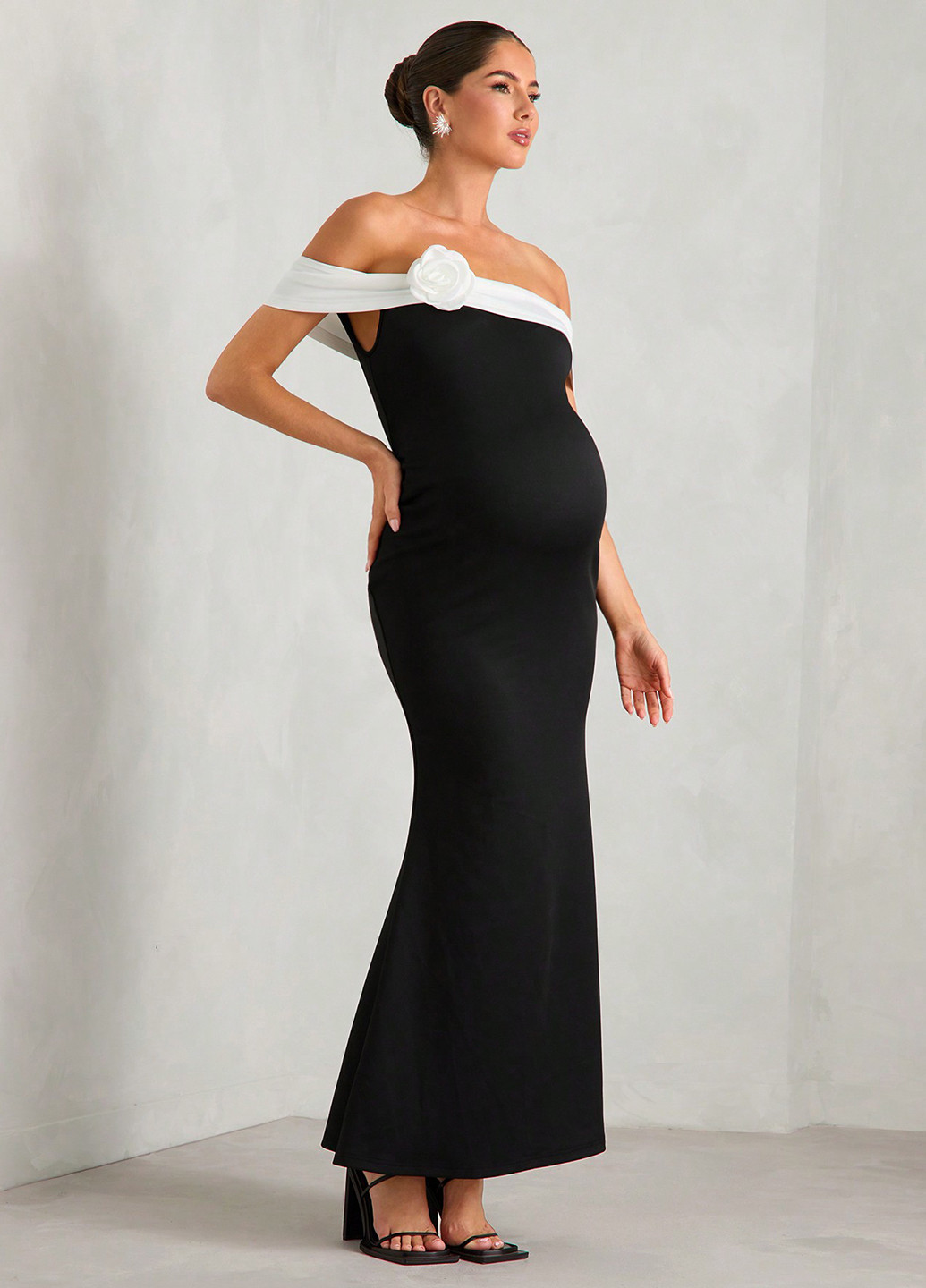 Чорна вечірня, святковий сукня для вагітних годе, а-силует SHEIN однотонна