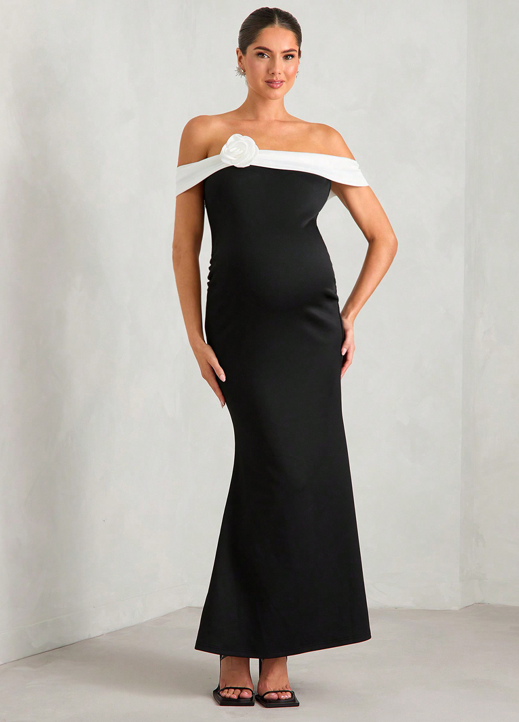 Чорна вечірня, святковий сукня для вагітних годе, а-силует SHEIN однотонна