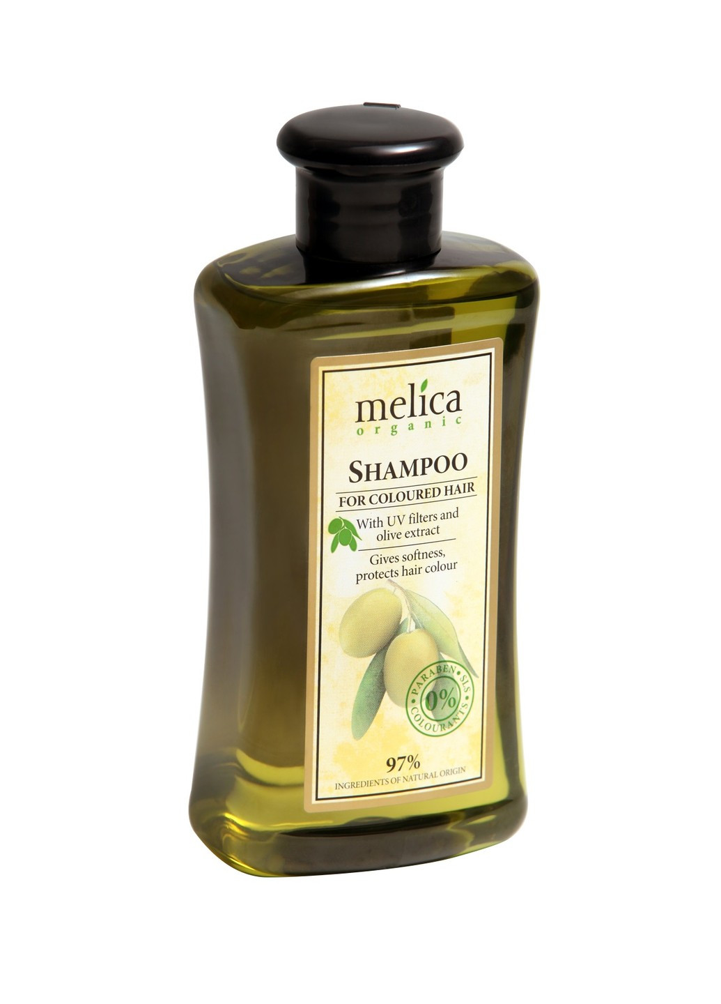 Шампунь для фарбованного волосся з уф-фільтрами та екстрактом оливки 300 мл Melica Organic (253590849)