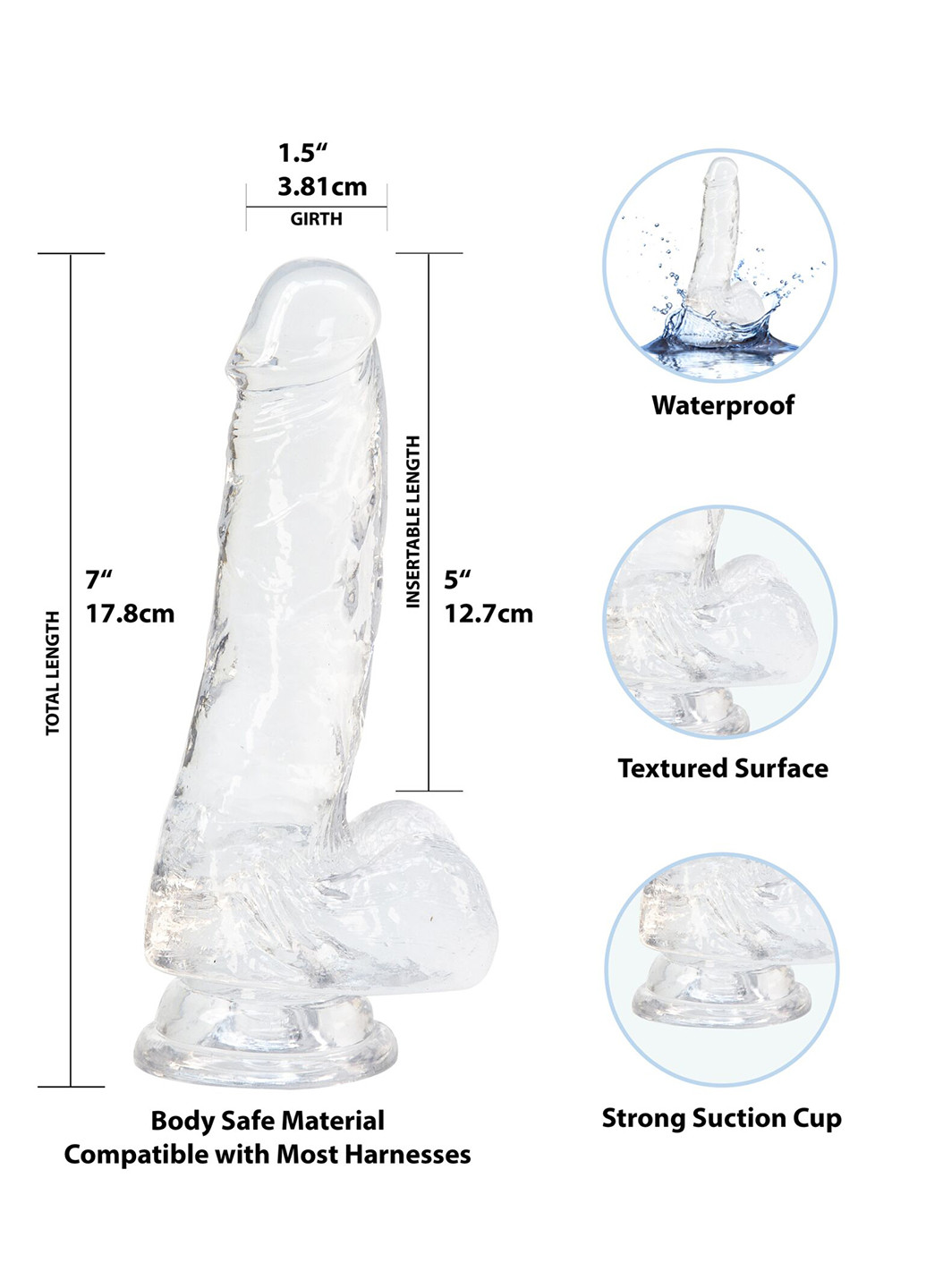 Фаллоимитатор - Crystal Clear Dildo with Balls - 7" ADDICTION (254151859)