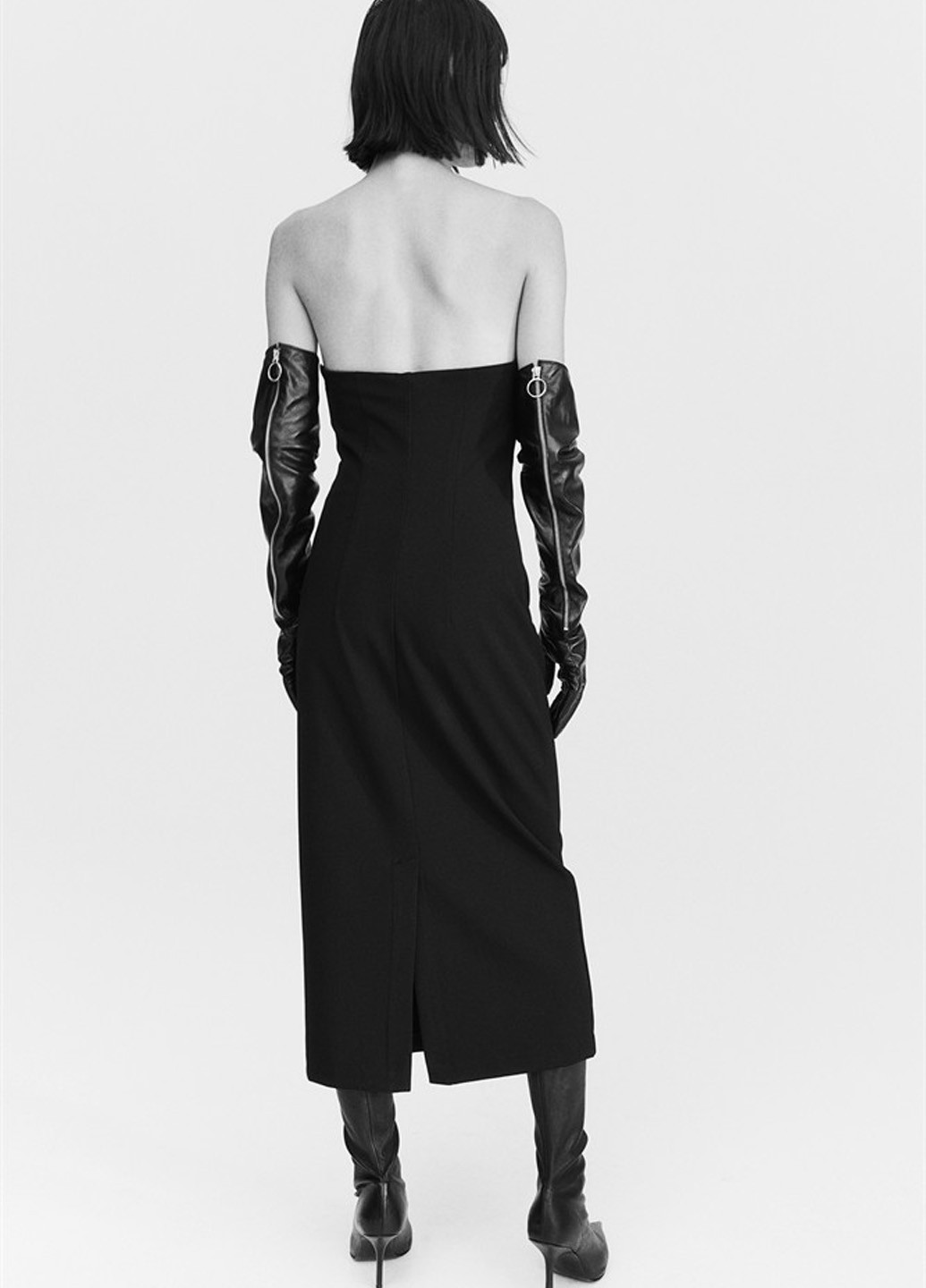 Черное вечернее платье бандо H&M однотонное