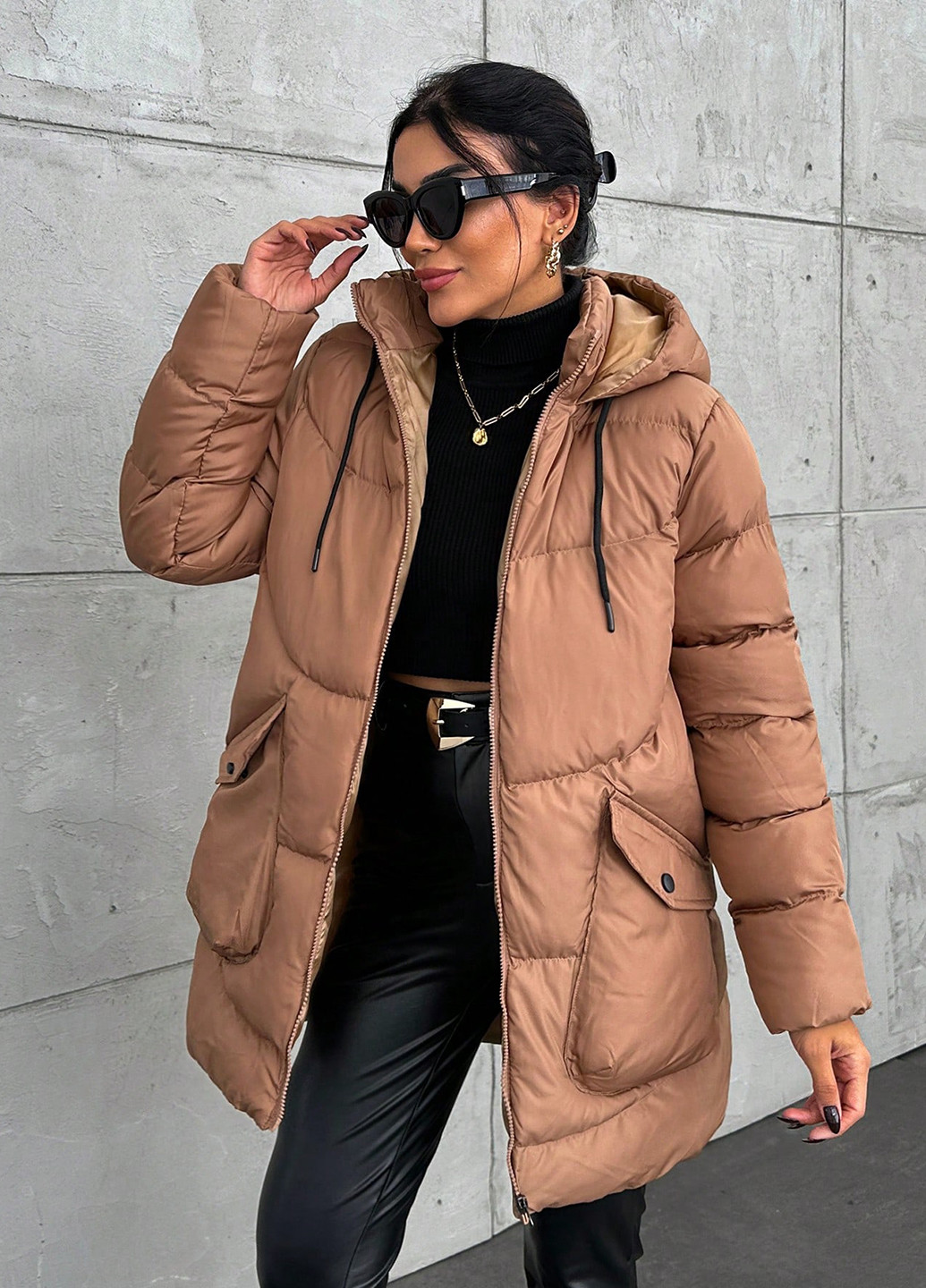 Світло-коричнева демісезонна куртка куртка-пальто SHEIN