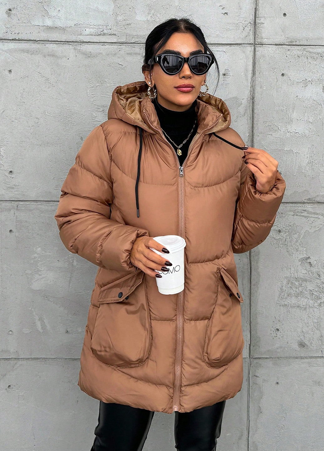 Світло-коричнева демісезонна куртка куртка-пальто SHEIN