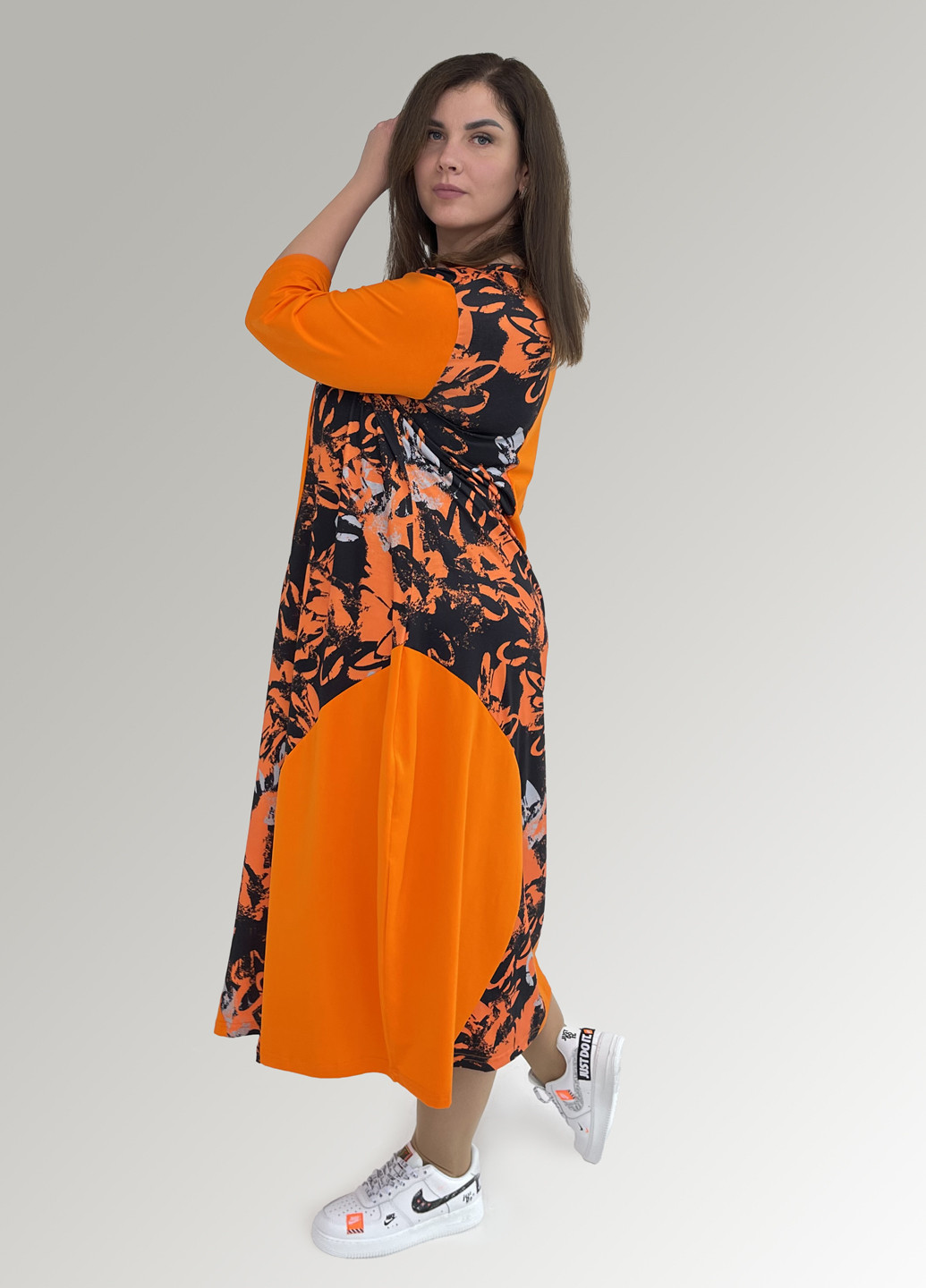 Помаранчева кежуал сукня а-силует Hookk Design з малюнком