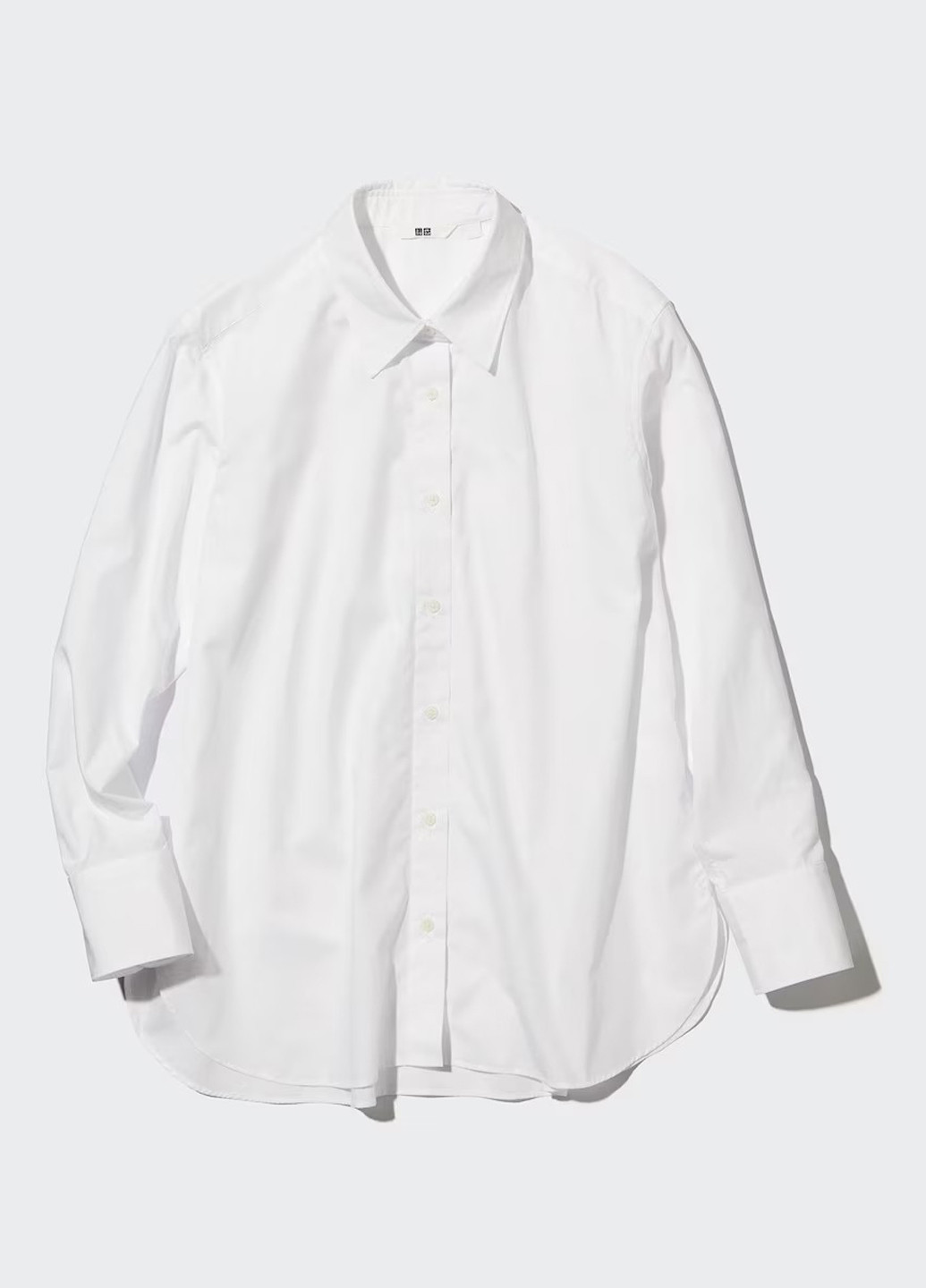 Белая кэжуал рубашка однотонная Uniqlo