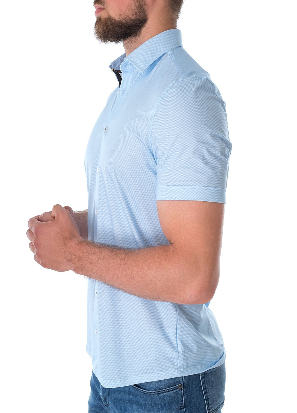 Голубой рубашка однотонная Olymp