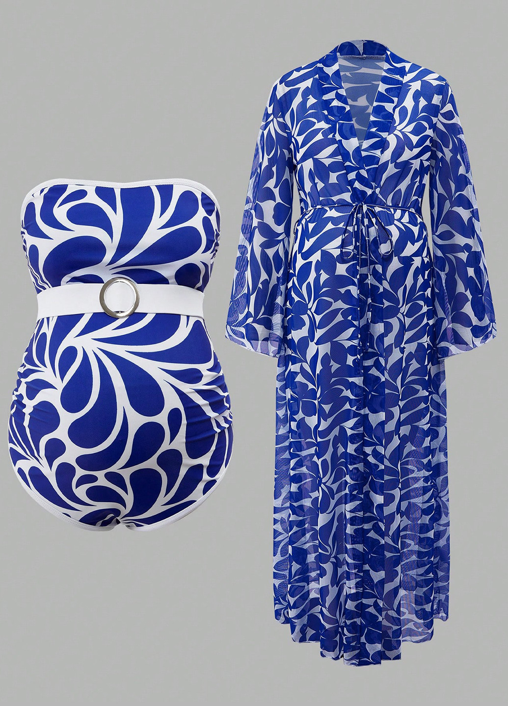 Комбинированный демисезонный комплект для беременных (купальник, накидка) слитный, бандо SHEIN