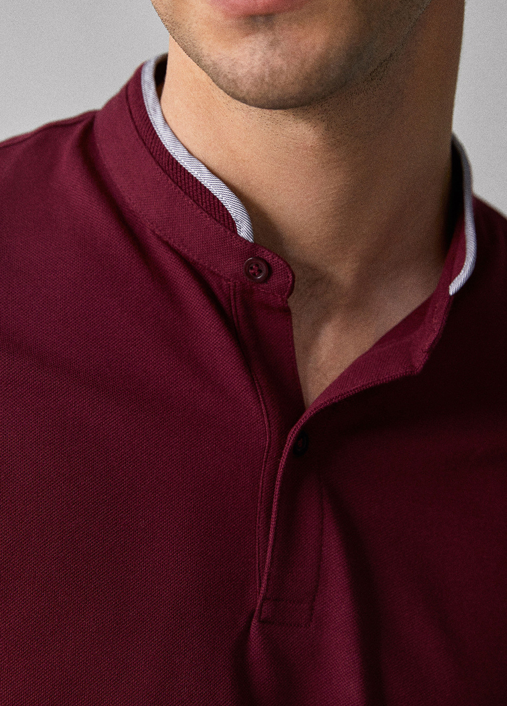 Бордовая футболка-поло для мужчин Massimo Dutti однотонная