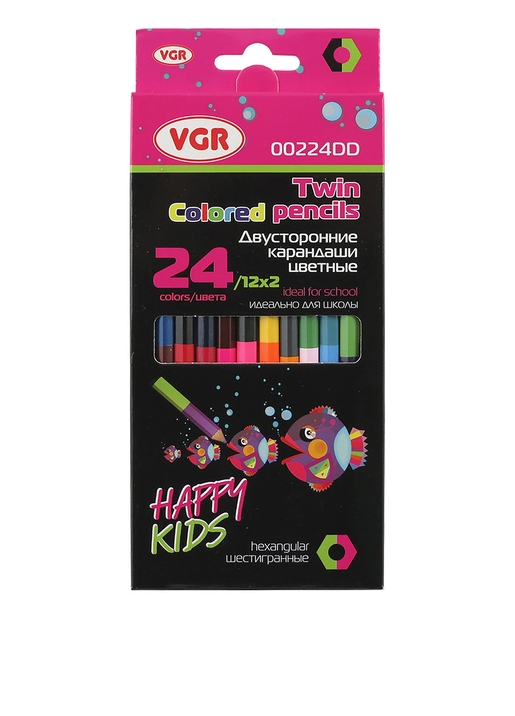 Олівці кольорові Happy Kids (24 кол.) VGR (184865708)