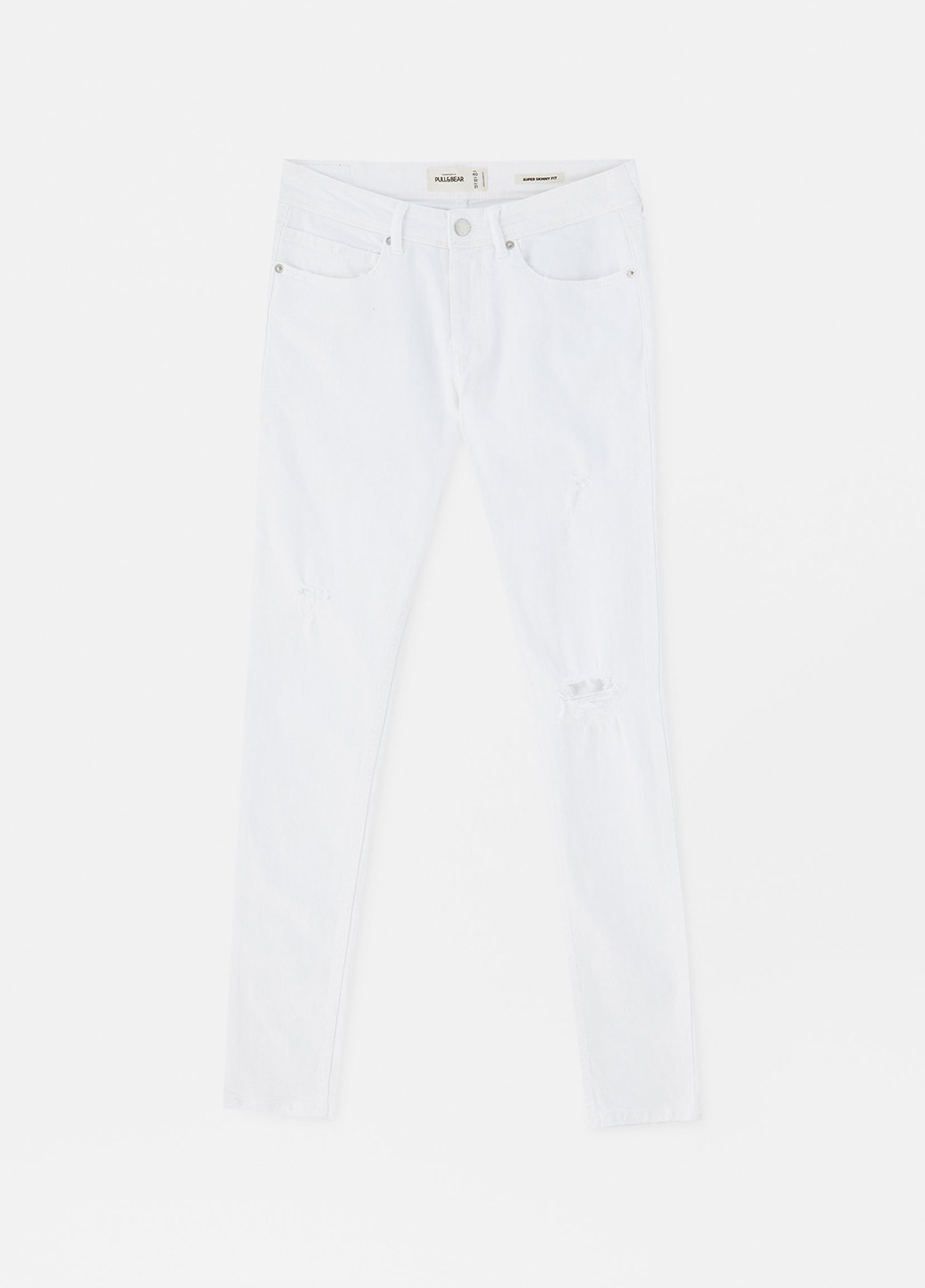 Белые демисезонные прямые джинсы Pull&Bear