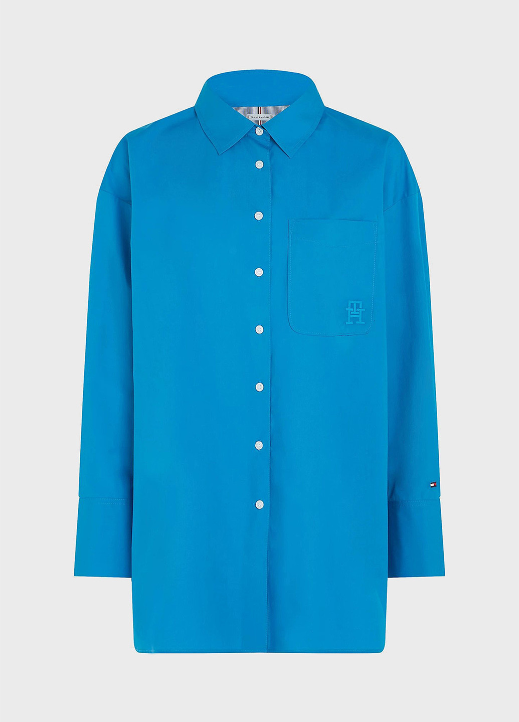 Темно-голубой кэжуал рубашка однотонная Tommy Hilfiger