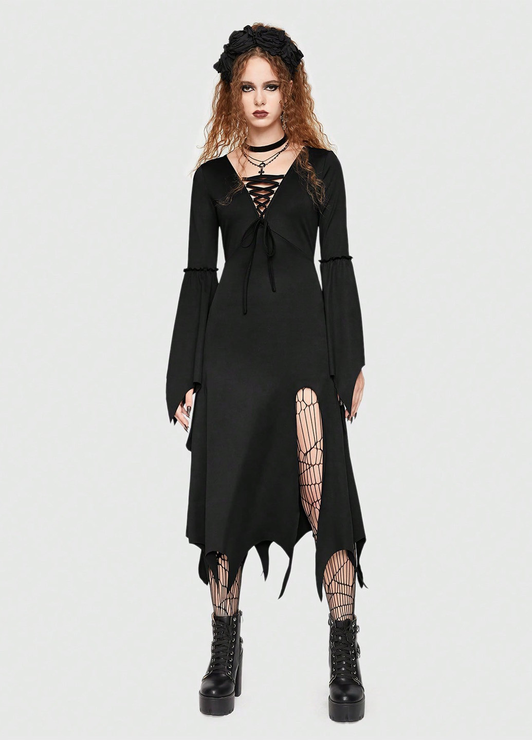 Чорна карнавальний сукня Romwe однотонна