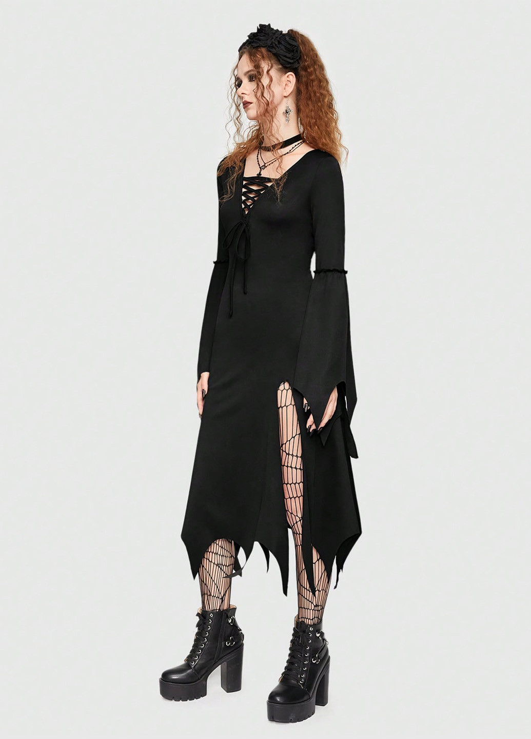 Чорна карнавальний сукня Romwe однотонна