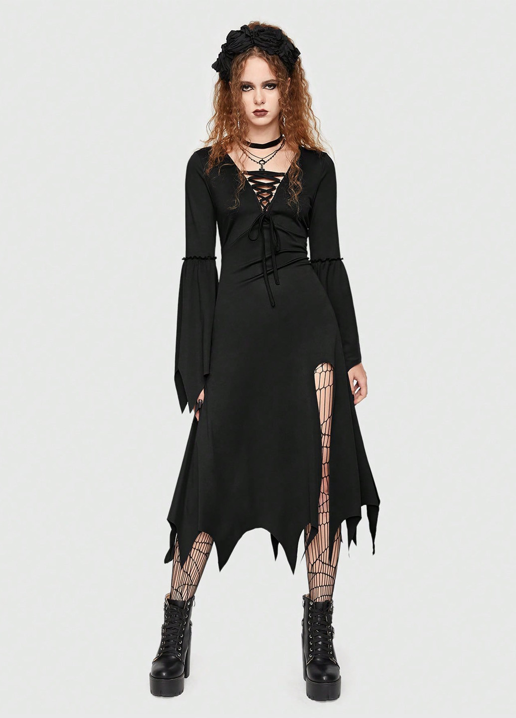 Чорна карнавальний сукня Romwe однотонна