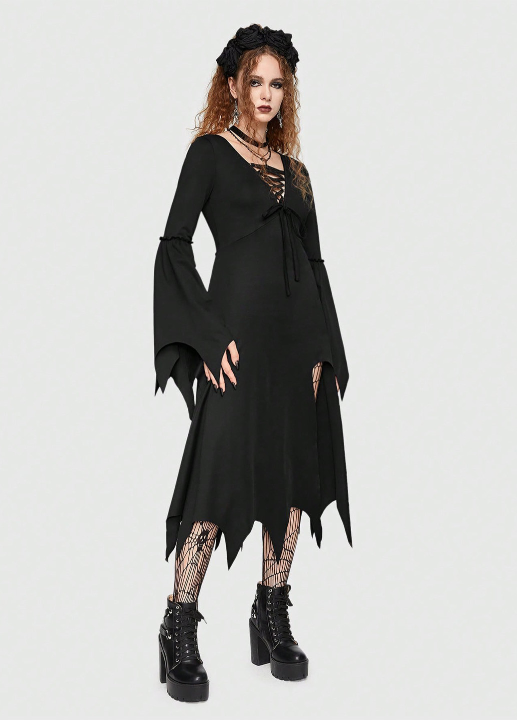 Чорна карнавальний сукня Romwe однотонна