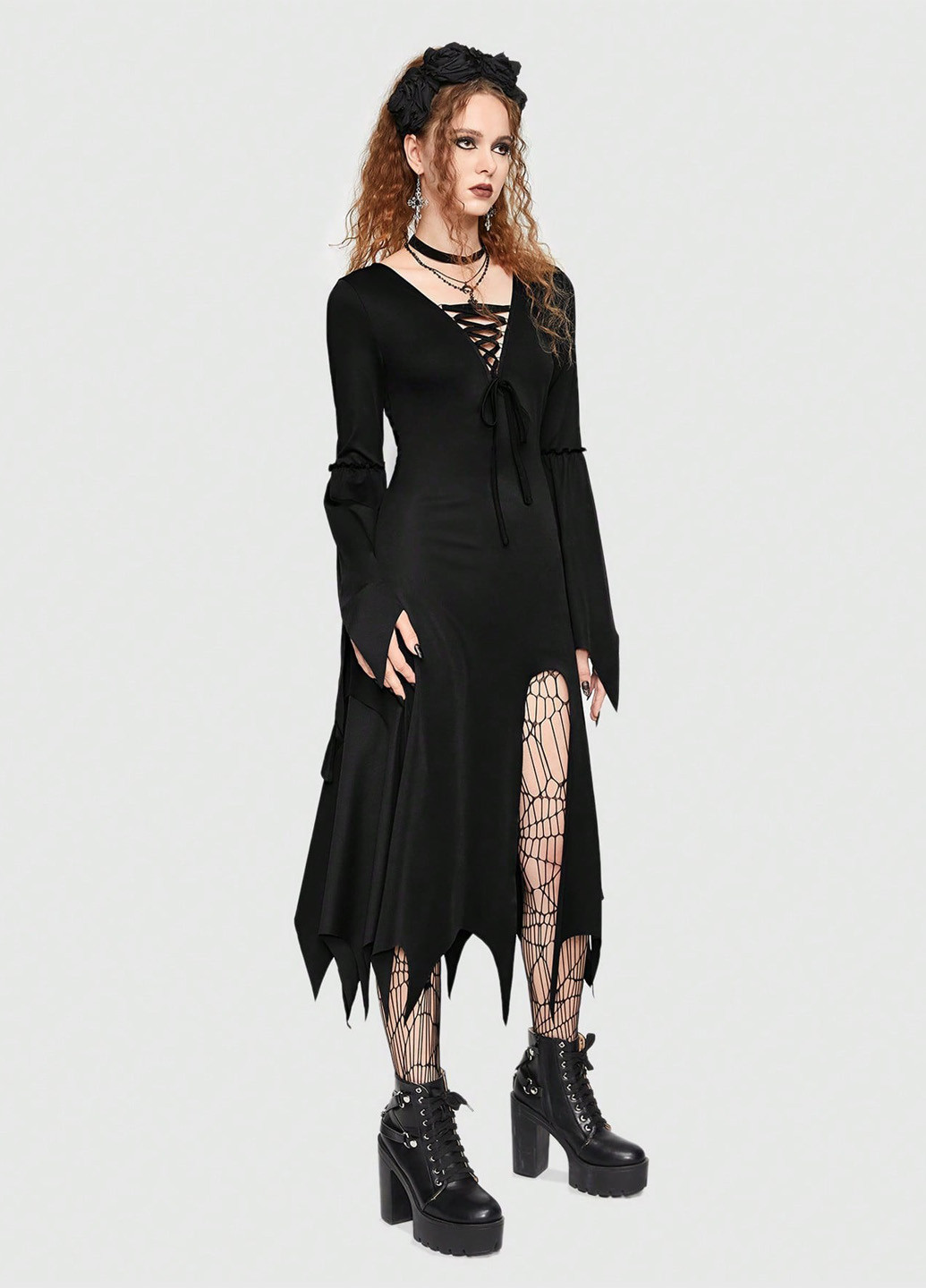 Чорна карнавальний сукня Romwe однотонна