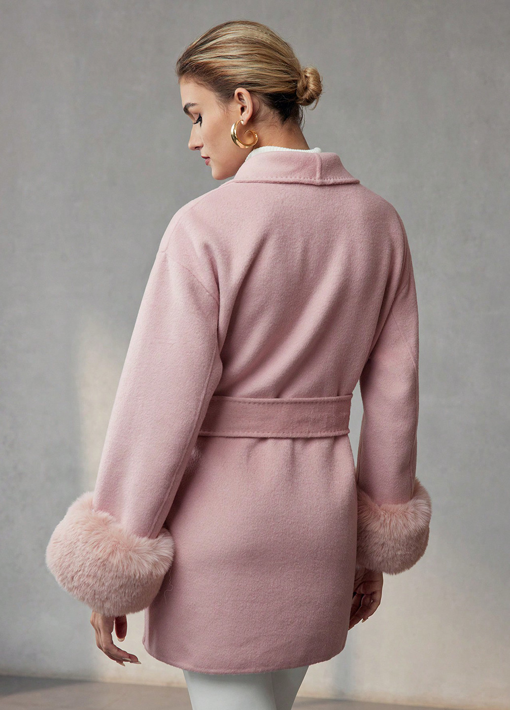 Світло-рожеве Кежуал напівпальто однобортне SHEIN однотонне