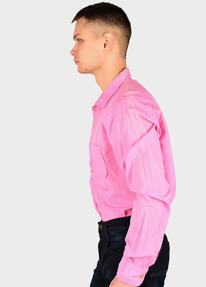 Розовая классическая рубашка однотонная AAA