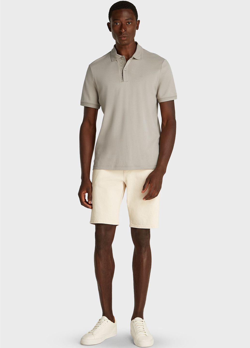 Серо-бежевая футболка-поло для мужчин Calvin Klein однотонная