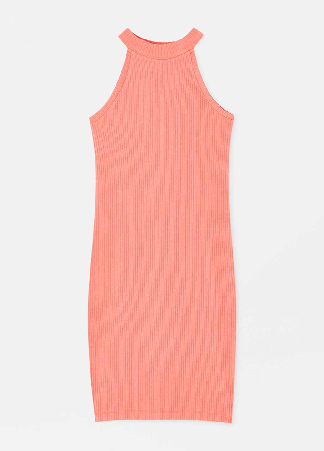 Коралловое кэжуал платье Pull & Bear однотонное