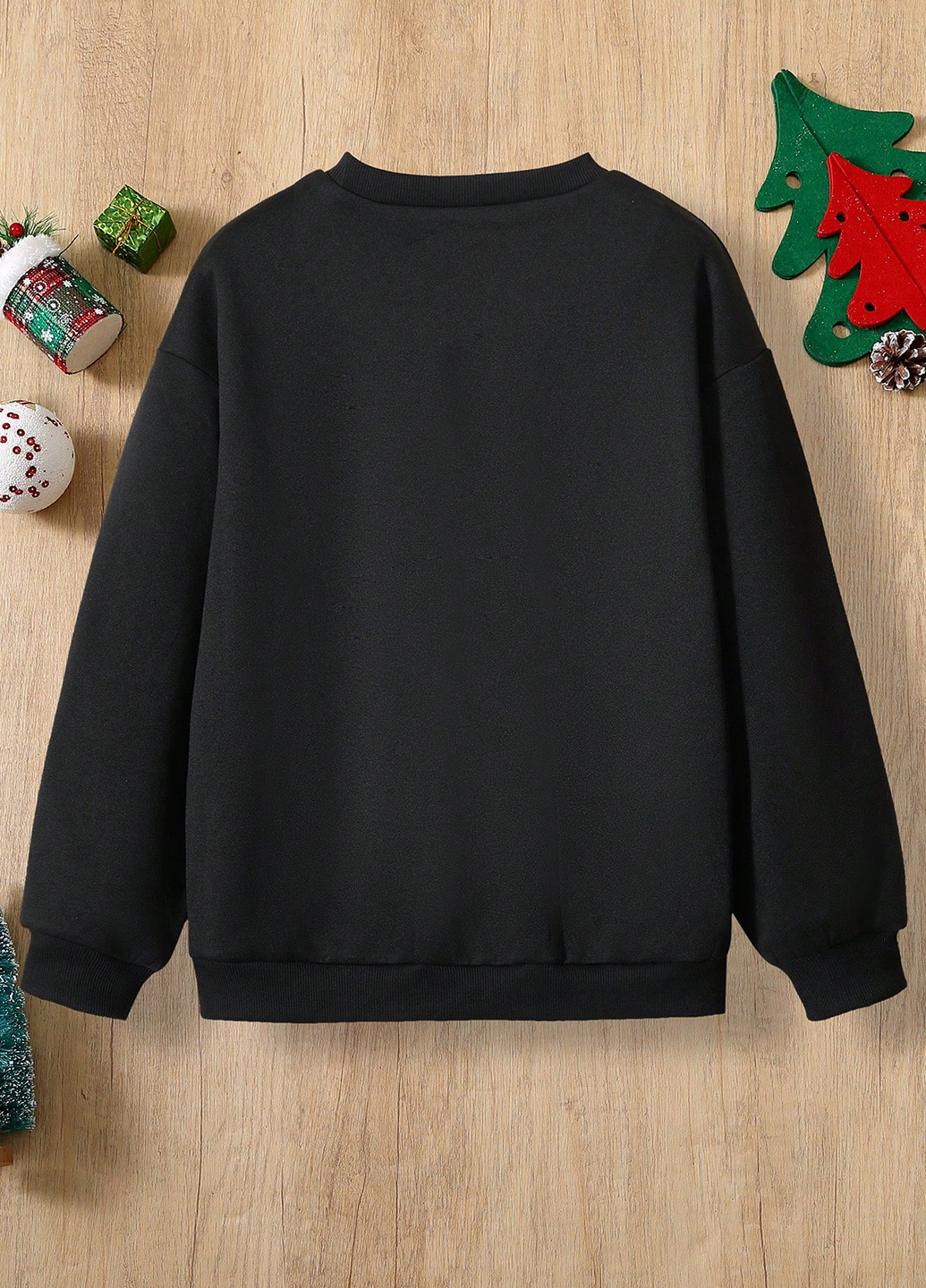 SHEIN свитшот новогодний черный кэжуал полиэстер