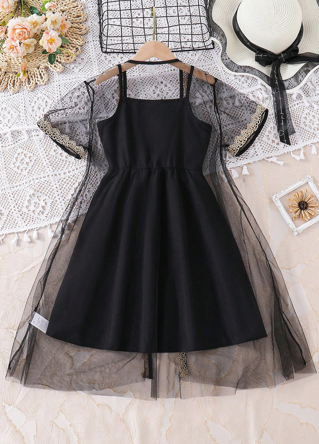 Чорний літній комплект (накидка, сукня) SHEIN