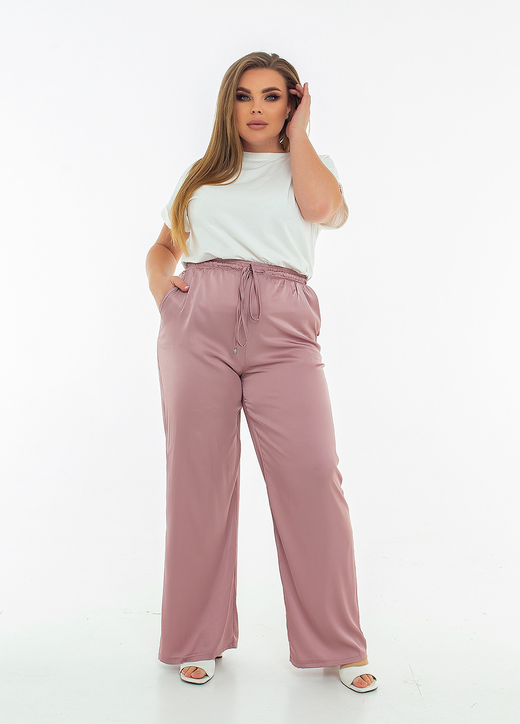 Темно-розовые кэжуал летние прямые брюки Elfberg