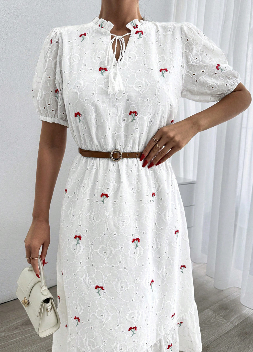 Білий святковий, кежуал сукня а-силует SHEIN з квітковим принтом