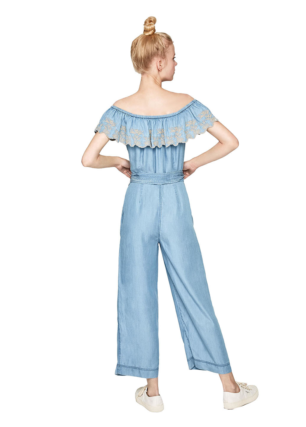 Комбинезон Pepe Jeans комбинезон-брюки однотонный голубой денил лиоцелл