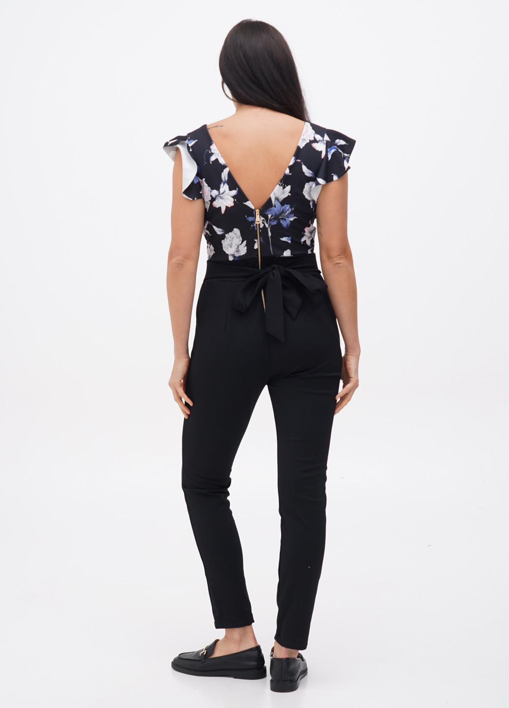 Комбинезон Plume Paris комбинезон-брюки цветочный чёрный кэжуал полиэстер