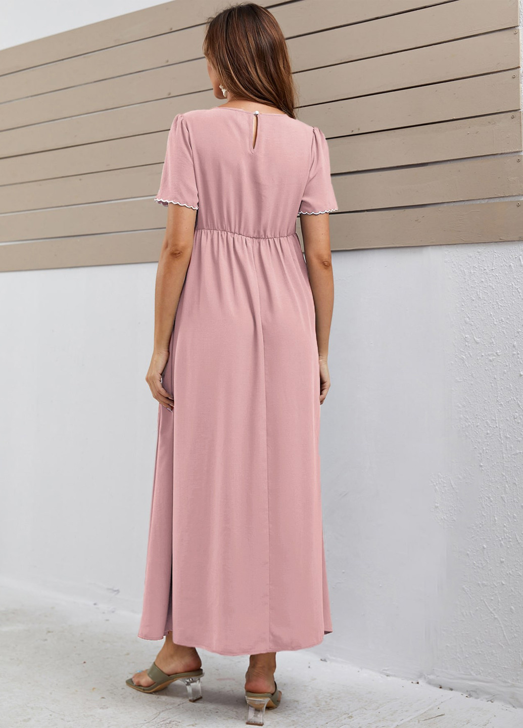 Світло-рожева кежуал сукня для вагітних SHEIN однотонна