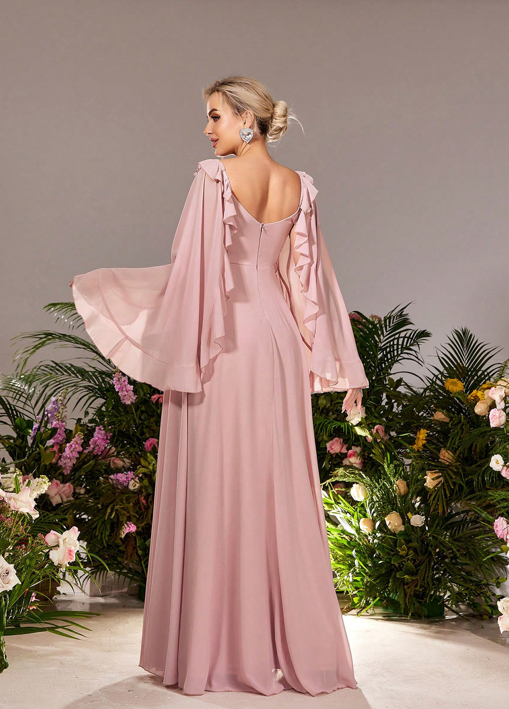 Світло-рожева вечірня сукня для вагітних кльош SHEIN однотонна