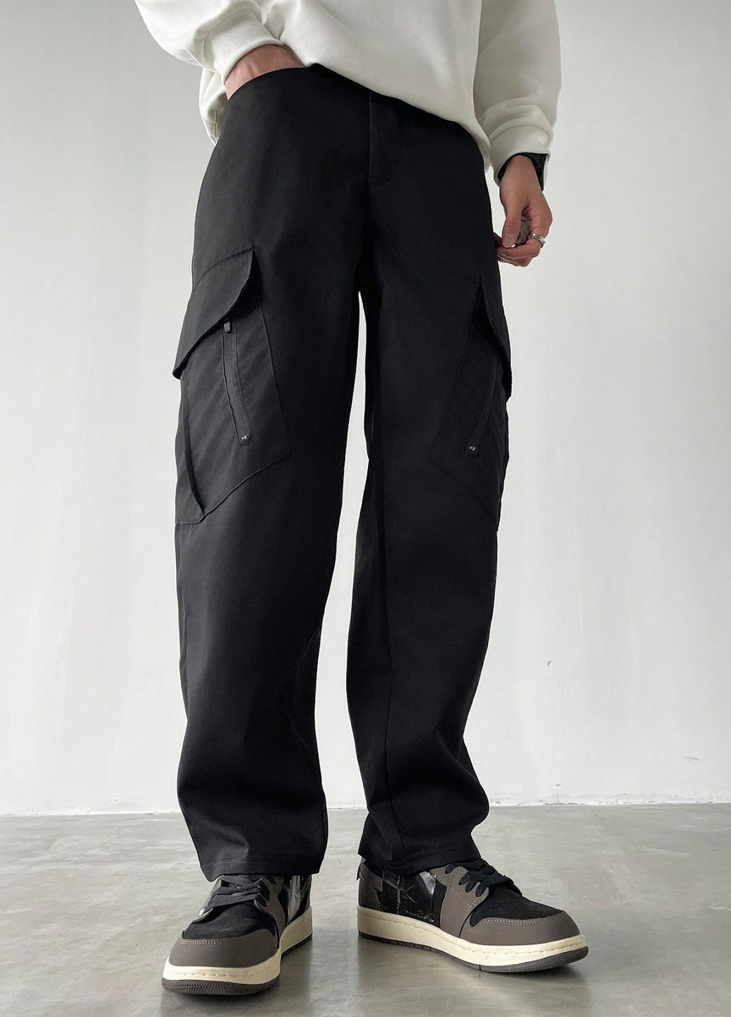 Черные кэжуал демисезонные карго брюки SHEIN