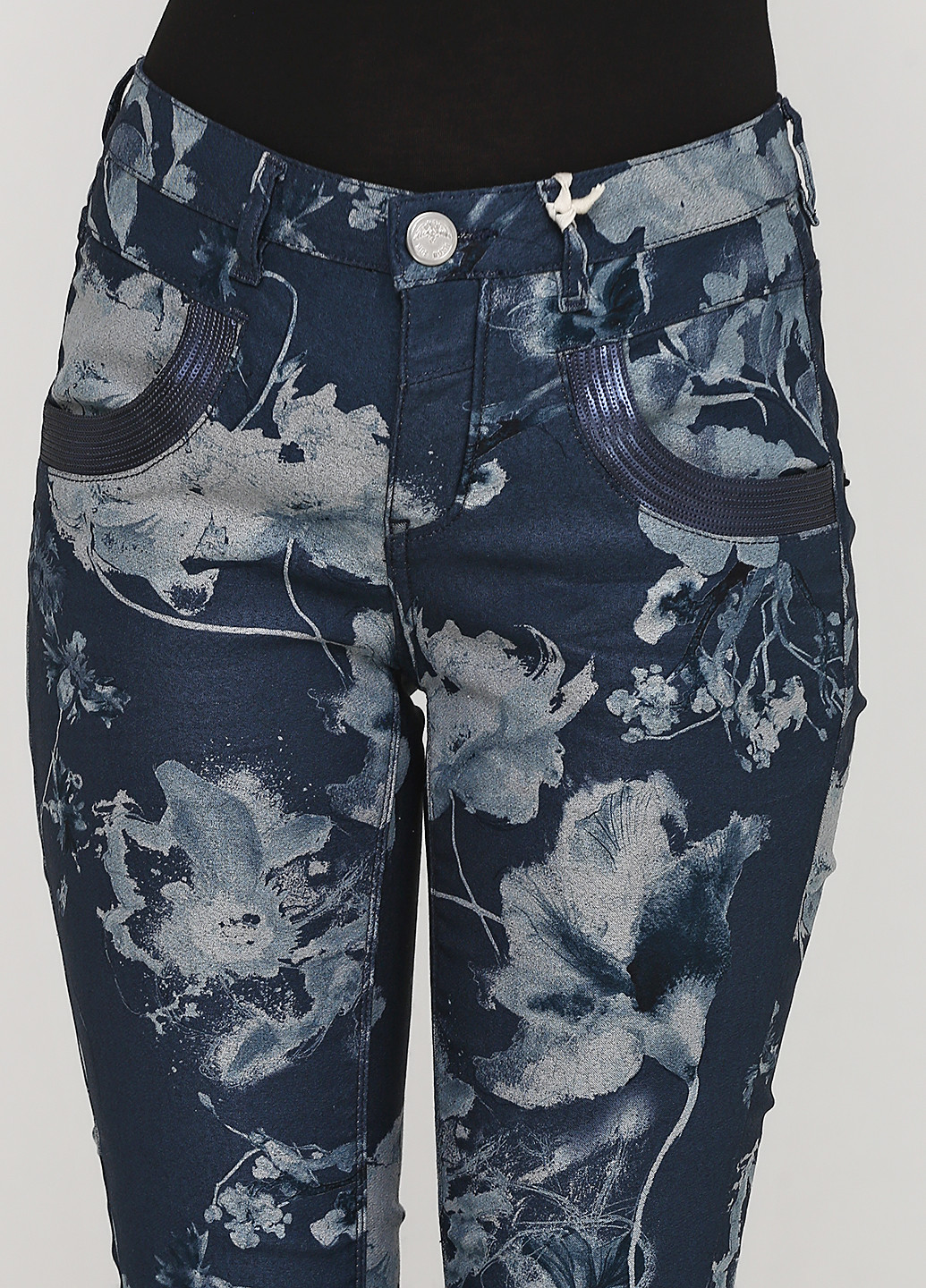Темно-синие кэжуал демисезонные зауженные брюки Mos Mosh