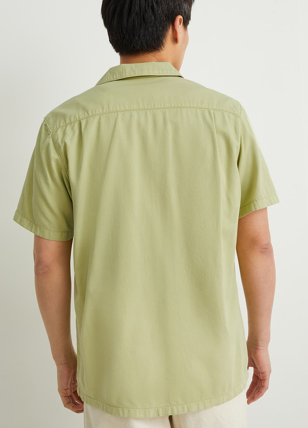Оливковая кэжуал рубашка однотонная C&A