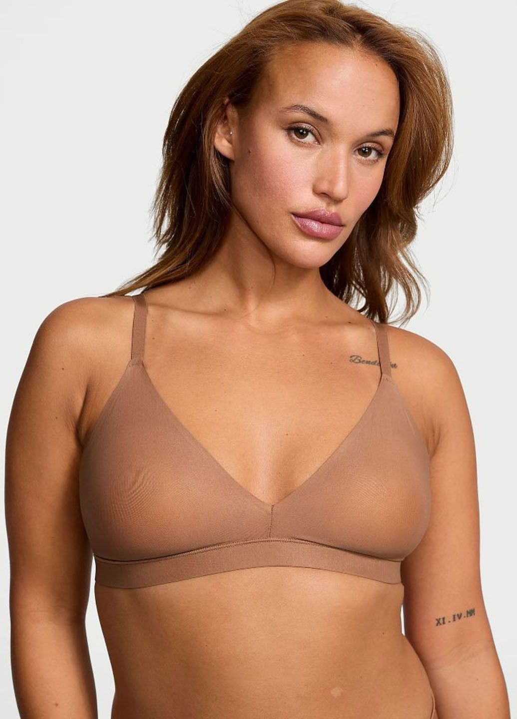 Темно-бежевий безшовний бюстгальтер Victoria's Secret без кісточок еластан
