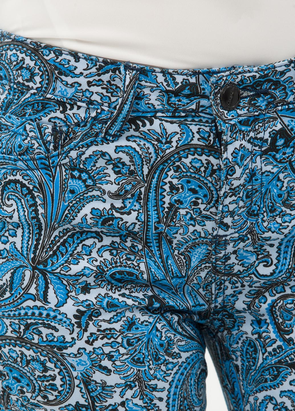 Штани KOTON JEANS завужені, вкорочені малюнки світло-сині джинсові бавовна