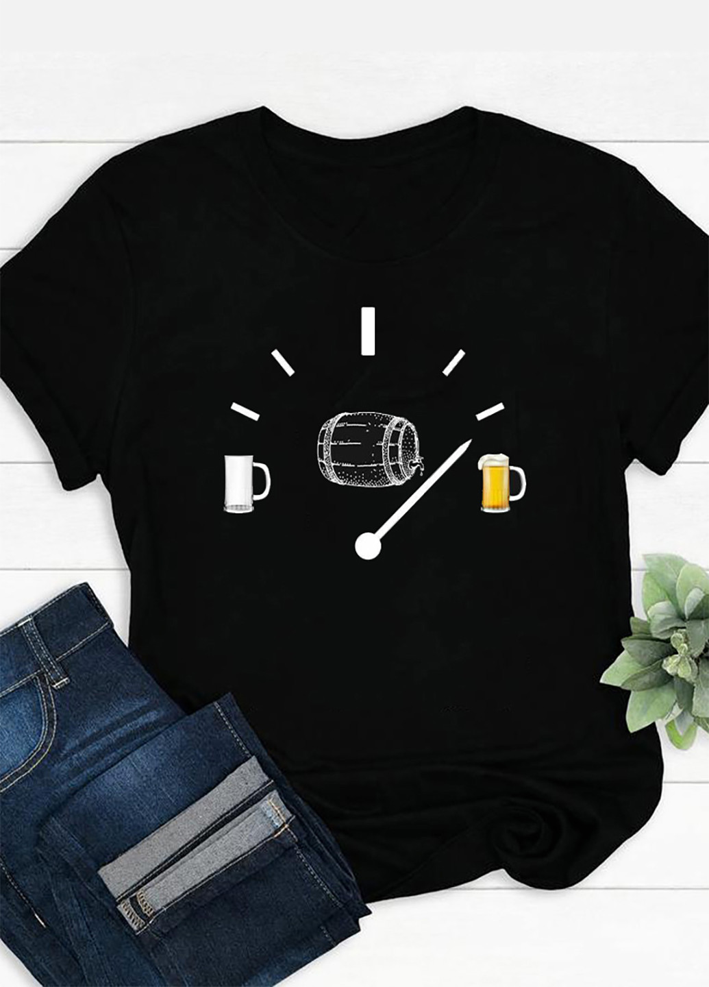 Черная футболка мужская черная beer clock Zuzu