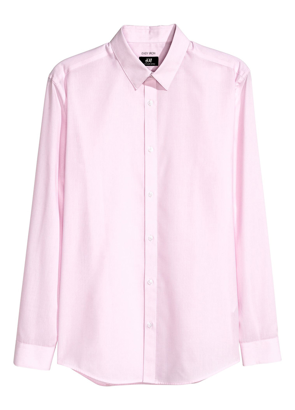 Сорочка H&M однотонна рожева ділова поліестер