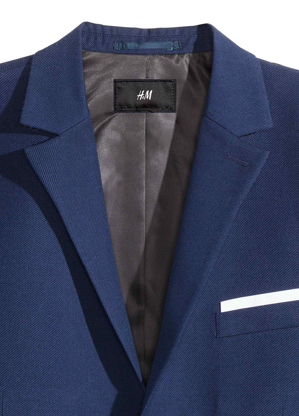 Піджак H&M з довгим рукавом однотонний синій діловий