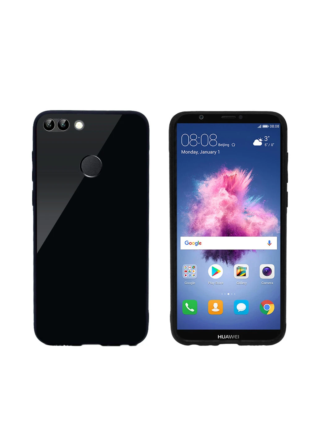 Чохол (Real Glass) для Huawei P Smart (чорний) Intaleo для Huawei P Smart (черный) (131340067)