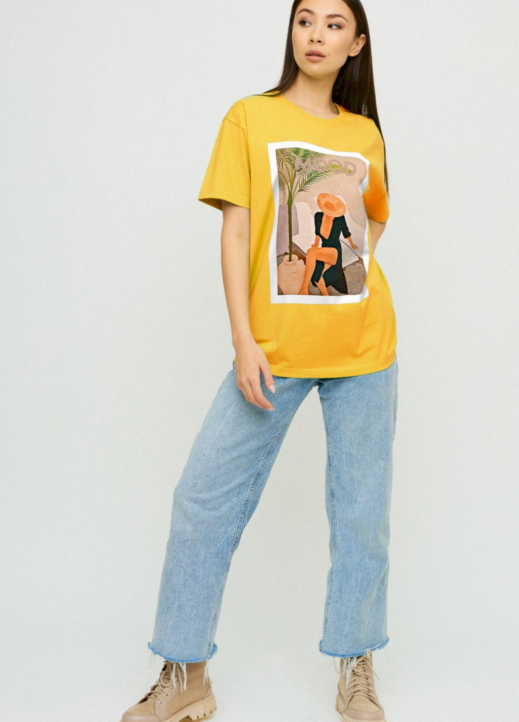 Жовта демісезон футболка oversize / air print / YAPPI