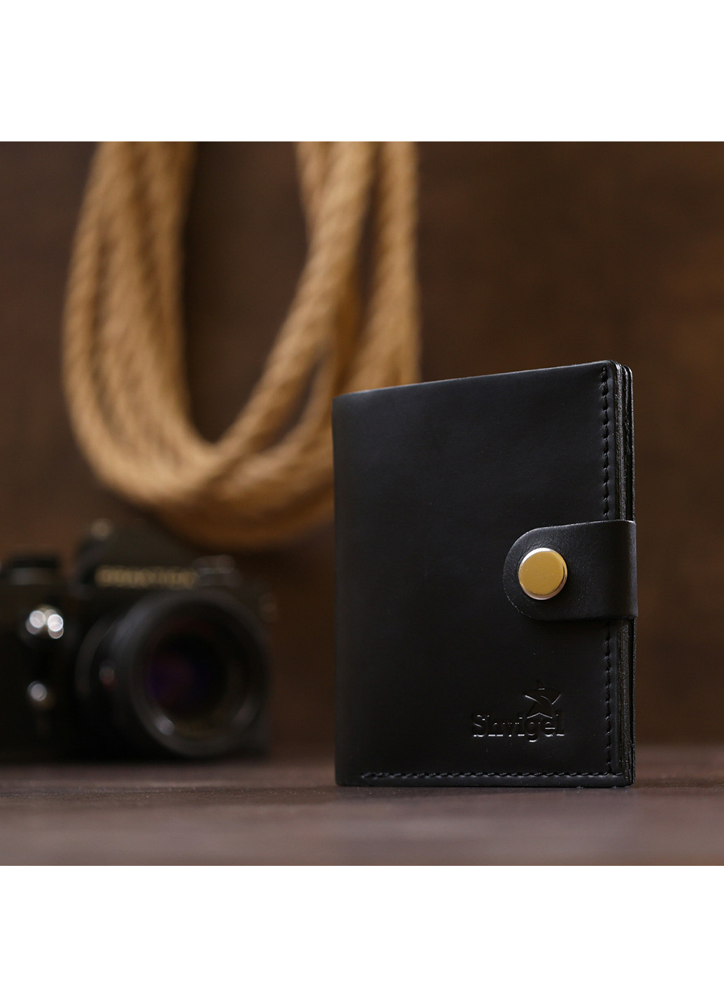 Мужское кожаное портмоне 8,5х10х1 см Shvigel (253491440)