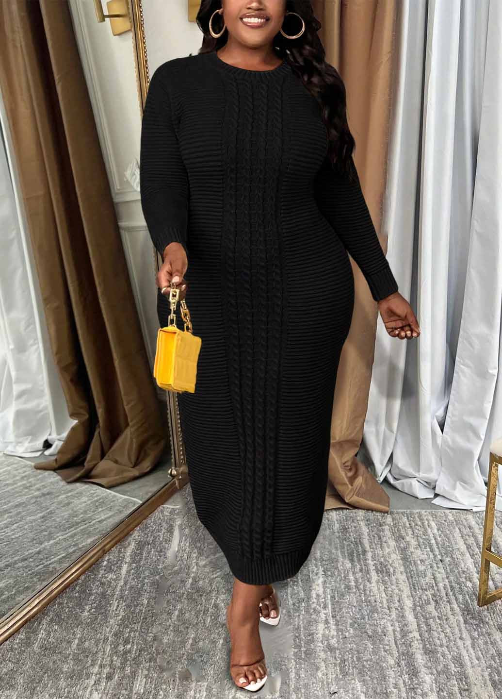 Чорна кежуал сукня сукня светр SHEIN однотонна